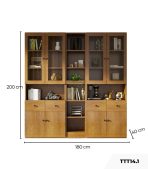 Tủ Trang Trí Khung gỗ Kính màu TTT14.1 180x40x200 - Vân Gỗ Đậm