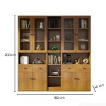 Tủ Trang Trí Khung gỗ Kính màu TTT14.1 180x40x200 - Vân Gỗ Đậm