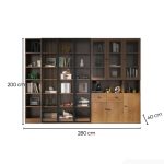 Tủ Trang Trí Khung gỗ Kính màu TTT14.2 280x40x200 - Vân Gỗ Đậm
