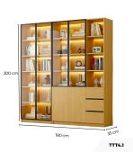 Tủ Trang Trí Khung nhôm Kính màu TTT4.1 180x35x200 - Vân Gỗ