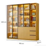 Tủ Trang Trí Khung nhôm Kính màu TTT4.1 180x35x200 - Vân Gỗ