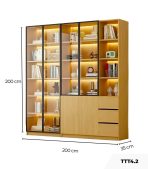 Tủ Trang Trí Khung nhôm Kính màu TTT4.2 200x35x200 - Vân Gỗ