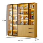 Tủ Trang Trí Khung nhôm Kính màu TTT4.2 200x35x200 - Vân Gỗ
