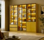 Tủ Trang Trí Khung nhôm Kính màu TTT4.3 220x35x200 - Vân Gỗ