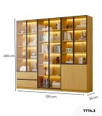 Tủ Trang Trí Khung nhôm Kính màu TTT4.3 220x35x200 - Vân Gỗ