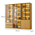 Tủ Trang Trí Khung nhôm Kính màu TTT4.3 220x35x200 - Vân Gỗ