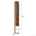 Tủ trang trí kết hợp Khung nhôm Kính màu TTT03.1 30x30x260 – Vân gỗ nhạt