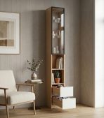 Tủ trang trí kết hợp Khung nhôm Kính màu TTT03.1 30x30x260 – Vân gỗ nhạt - Ảnh 3