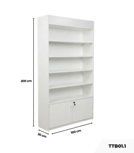Tủ Trưng Bày TTB01.1 100x200 - Trắng