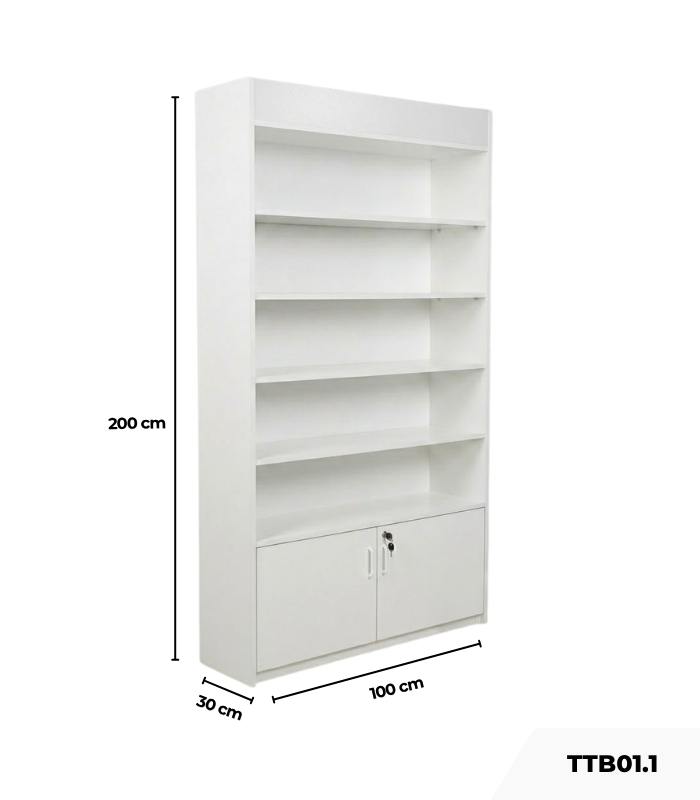 Tủ Trưng Bày TTB01.1 100x200 - Trắng