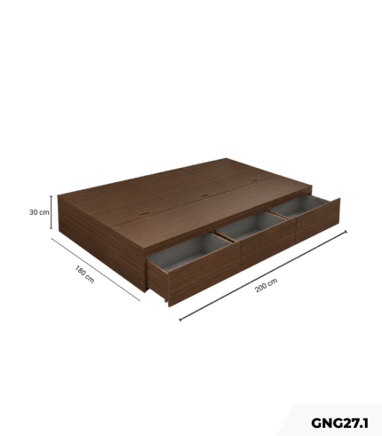 Giường gỗ GNG27.1 180×200 – Vân gỗ đậm