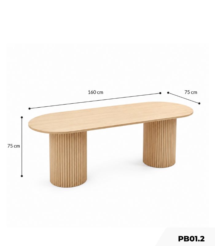 Bàn ăn Oval Doris PB01.2 160x75 - Vân gỗ nhạt