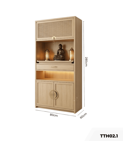 Tủ thờ TTH02.1 80x60x280 – Vân gỗ nhạt