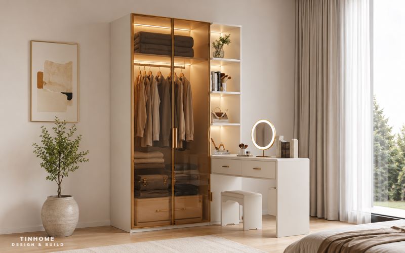 Tủ quần áo kết hợp bàn trang điểm