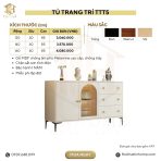 Tủ Trang Trí Gỗ Khung Gỗ sọc trong TTT5.1 120x40x85 - Ghi + Trắng