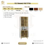 Tủ Trang Trí Góc Tường Khung nhôm Kính màu TTT8.1 100x50x200 - Trắng