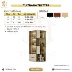 Tủ Trang Trí Góc Tường Khung nhôm Kính màu TTT9.2 60x40x160 - Be - Ảnh 3