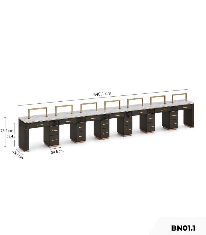 Bàn làm nail 7 chỗ kèm hộc tủ BN01.1