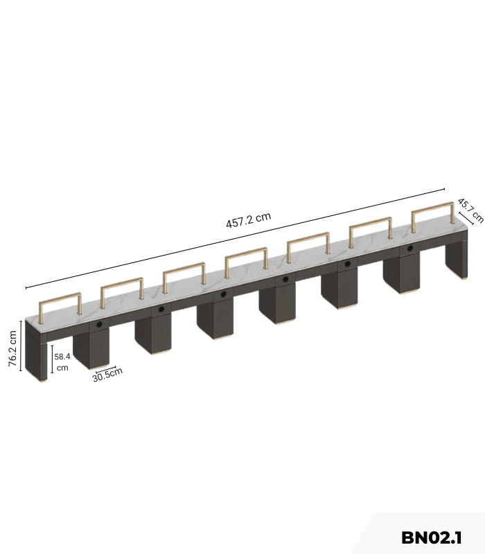 Bàn làm nail 5 chỗ kèm hộc tủ BN02.1