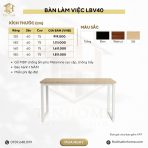 Bàn làm việc LBV40.9 120×60 – Vân gỗ nhạt khung chân trắng