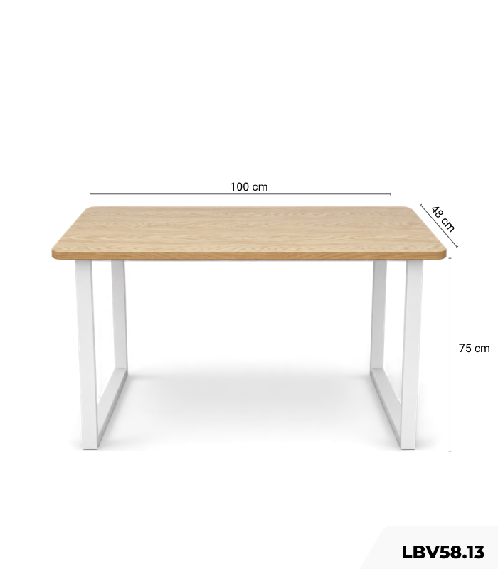 Bàn làm việc LBV58.13 100×48 – Vân gỗ nhạt + Khung chân trắng