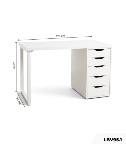 Bàn làm việc IKEA 1 Tủ LBV95.1 120×60 – Trắng