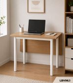Bàn làm việc chân sắt LBV96.1 120x60 cm - Vân gỗ nhạt + Chân trắng