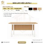 Bàn làm việc chân sắt LBV96.1 120x60 cm - Vân gỗ nhạt + Chân trắng