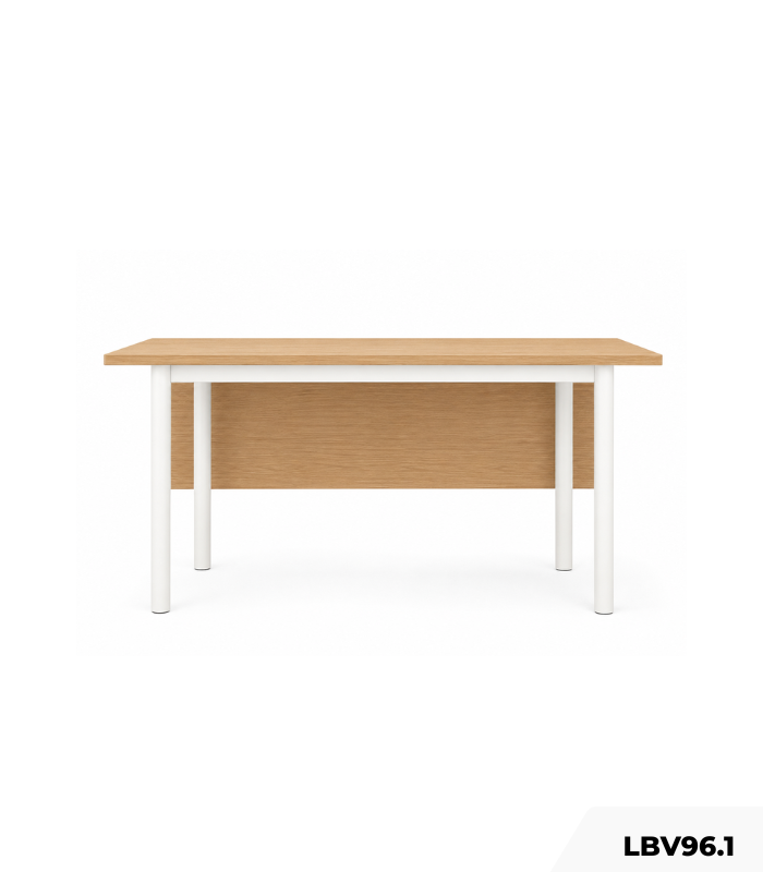 Bàn làm việc chân sắt LBV96.1 120x60 cm - Vân gỗ nhạt + Chân trắng