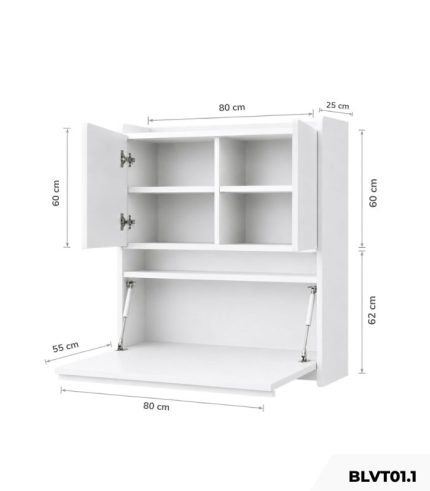 Bàn làm việc treo BLVT01.1 80x115 - Trắng