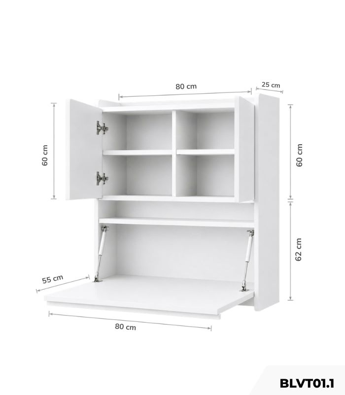 Bàn làm việc treo BLVT01.1 80x115 - Trắng