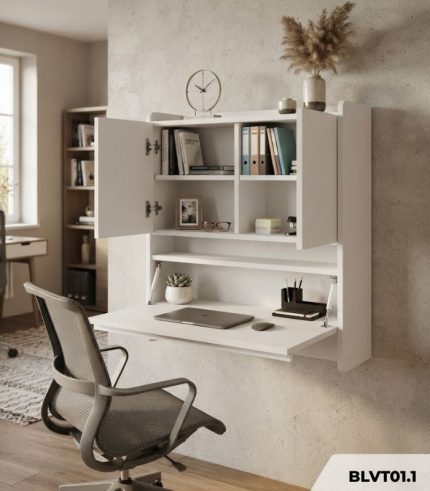 Bàn làm việc treo BLVT01.1 80x115 - Trắng