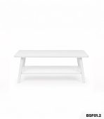 Bàn trà sofa 2 tầng thiết kế chân gỗ đơn giản BSF01.2 100x50 cm - Trắng