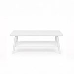 Bàn trà sofa 2 tầng thiết kế chân gỗ đơn giản BSF01.2 100x50 cm - Trắng