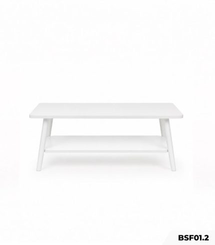 Bàn trà sofa 2 tầng thiết kế chân gỗ đơn giản BSF01.2 100x50 cm - Trắng