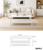 Bàn trà sofa 2 tầng thiết kế chân gỗ đơn giản BSF01.2 100x50 cm - Trắng