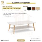 Bàn trà sofa 2 tầng thiết kế chân gỗ đơn giản BSF01.1 100x50 cm - Trắng + Vân gỗ nhạt