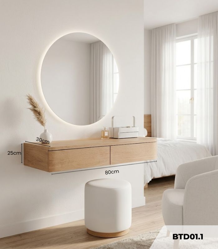Bàn trang điểm treo BTD01.1 80×30 – Vân gỗ nhạt