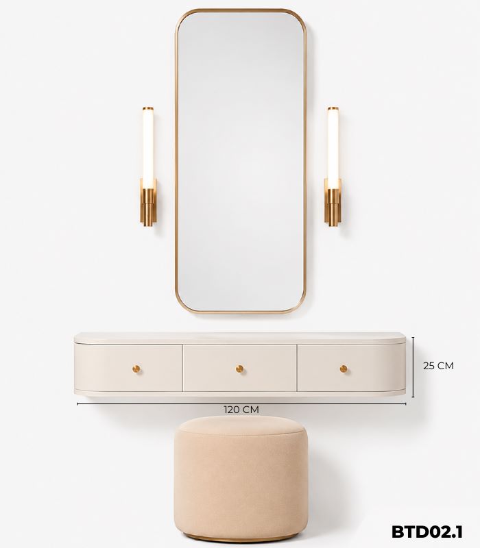 Bàn trang điểm treo BTD02.1 120×50 – Trắng
