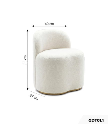 Ghế đôn bàn trang điểm có lưng tựa chân ghế cố định GDT01.1 - Trắng