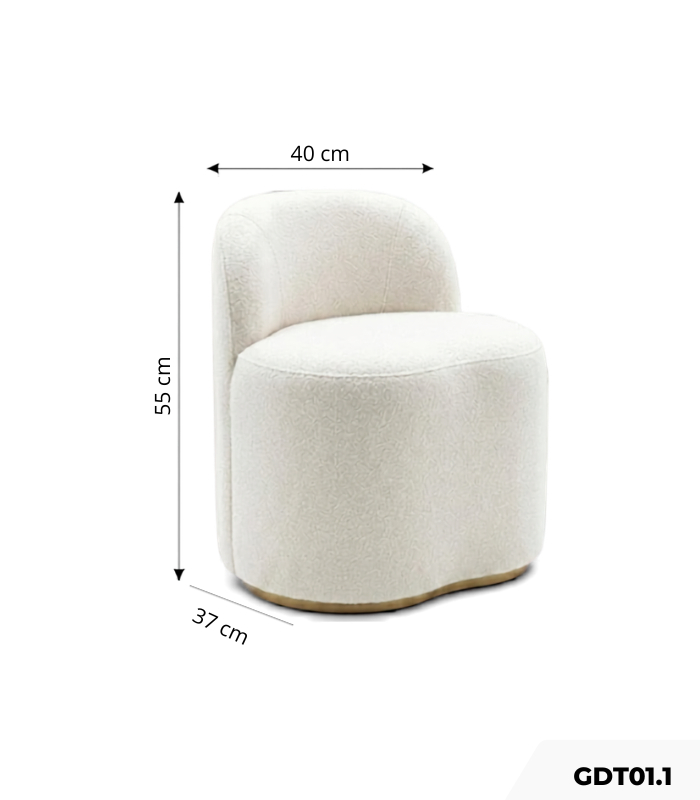 Ghế đôn bàn trang điểm có lưng tựa chân ghế cố định GDT01.1 - Trắng
