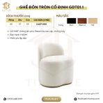 Ghế đôn bàn trang điểm có lưng tựa chân ghế cố định GDT01.1 - Trắng