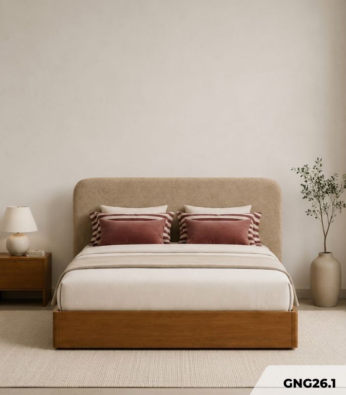 Giường gỗ GNG26.1 180×200 – Vân gỗ nhạt
