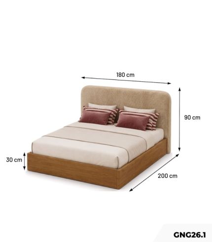 Giường gỗ GNG26.1 180×200 – Vân gỗ nhạt