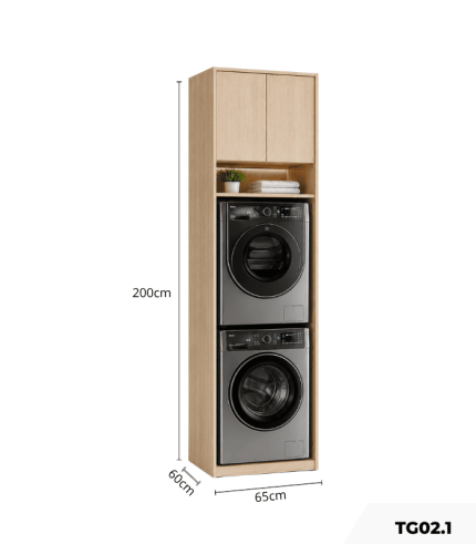 Hệ tủ giặt sấy TG02.1 65x200 - Vân gỗ nhạt