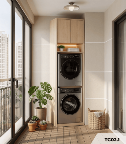 Hệ tủ giặt sấy TG02.1 65x200 - Vân gỗ nhạt