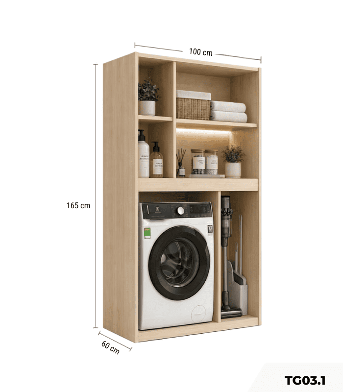 Hệ tủ giặt sấy TG03.1 100x165 - Vân gỗ nhạt
