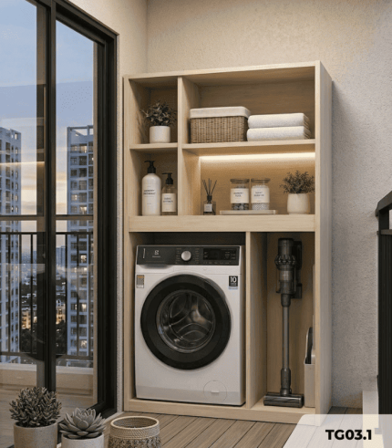 Hệ tủ giặt sấy TG03.1 100x165 - Vân gỗ nhạt
