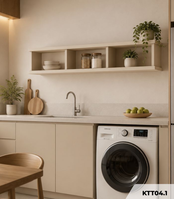 Kệ gỗ trang trí treo tường KTT04.1 150x30x25 - Be