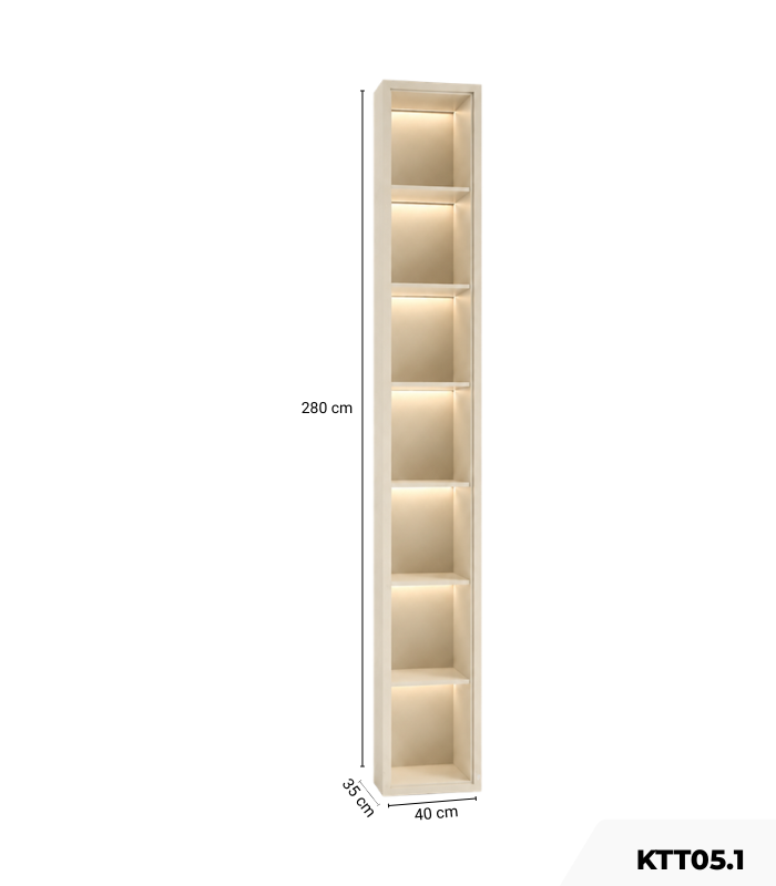 Kệ gỗ trang trí âm tường KTT05.1 40x280 - Be